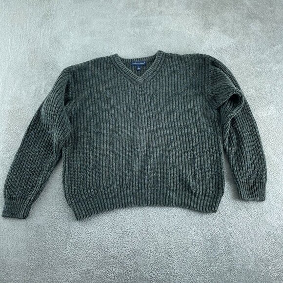 Northern Isles XL V-Neck Ribbed Knit Sweater Ramie & Cotton Blend 5812 - Picture 1 of 8